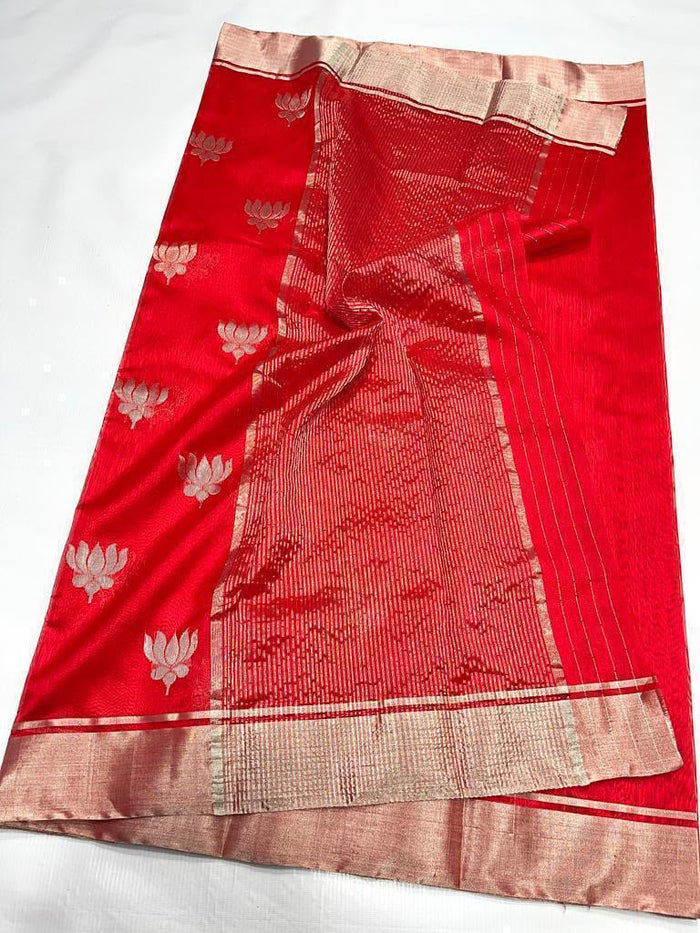 Chanderi Handwoven Handloom Pure Silk Saree